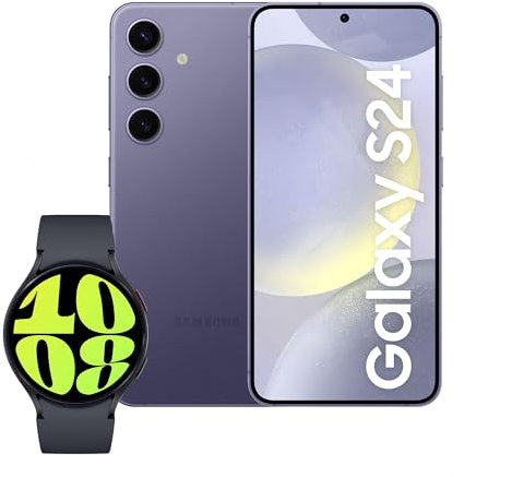 Samsung Galaxy S24, AI Android Smartphone, 8GB RAM, 128GB Storage, 50MP Camera, Cobalt Violet, 3 Year Manufacturer Extended Warranty with Watch6 Smart Watch, BT, 44mm (UK Version)