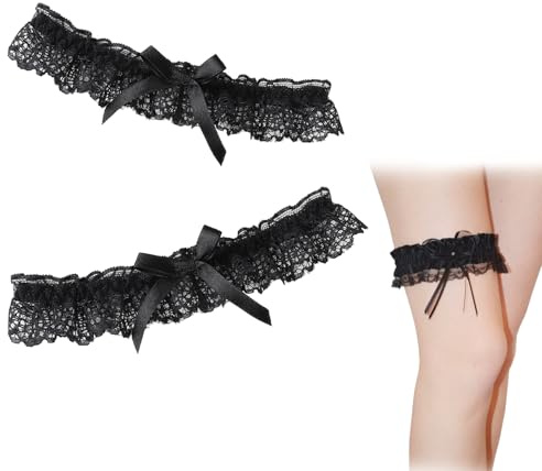 Liga de Boda para Novias,Liga de Novia,Brautstrumpfband,2 Piezas,Negro