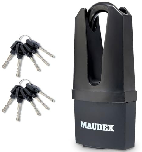 Maudex® MDE60 Heavy Duty Vorhängeschloss mit 10 Schlüsseln - [Anti-Bohr-, Anti-Pick-Zylinder] - [Geschlossener Bügel] - Outdoor-Vorhängeschloss für Schuppen, Tor, Garage, Container
