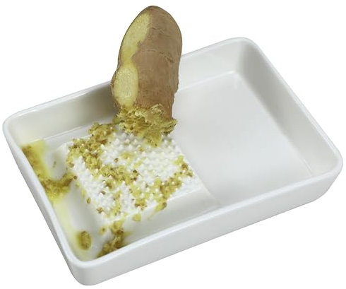 EIKS Ceramics Grater Plate for Ginger Garlic Wasabi Daikon Fruits Root Vegetable Cooking Preparation (Rectangle-shaped)