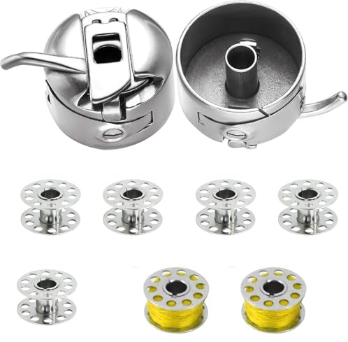 1 Bobbin Case and 5 Metal Bobbins - Will Fit Singer, Brother, Janome, Toyota, New Home & More Domestic Sewing Machines