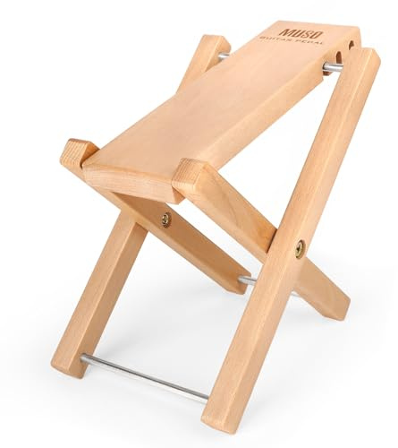 MUSO Guitar Footrest Stool, Folded Wooden Pedal, 3 Level Adjustable,Suitable for Classical Acoustic Guitar,Ergonomic & Durable (Natural Wood)