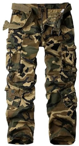 Camouflage Cargohose Herren Stretch, Herren-Cargohosen Outdoor Cargo Hose Sommer Tarnhose mit 8 Taschen Modern Loose Fit Jogginghose Bequem Freizeithose Leichte Outdoorhose Baggy Baumwollhose