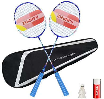 Badminton Racket Set,Badminton Rackets,82 Gram Lightweight Composite Carbon Professional Grade Racket,Both Offensive and Defensive,Including 2 Rackets,2 Shuttlecocks,and 1 Bag