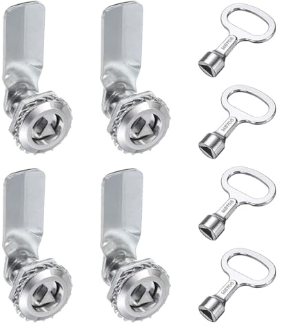 sourcing map Cerradura tubular de leva, cilindro de 5/7 pulgadas de longitud, cerradura triangular de aleación de zinc con llave para buzón eléctrico (plateado, paquete de 4)