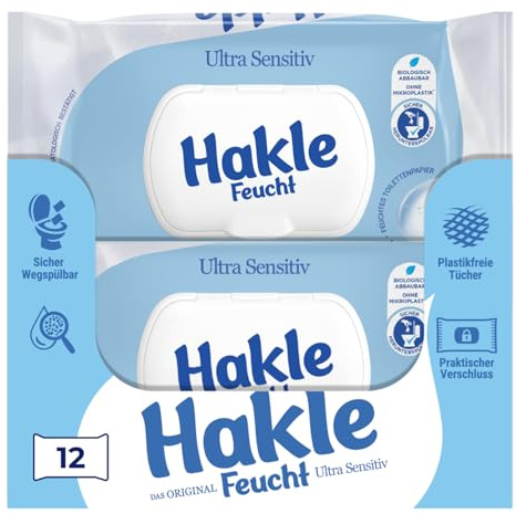 Hakle Feucht ULTRA SENSITIV – 12x42 Blatt, Beruhigende Pflege für Sensible Haut, Feuchtigkeitsverschlusses