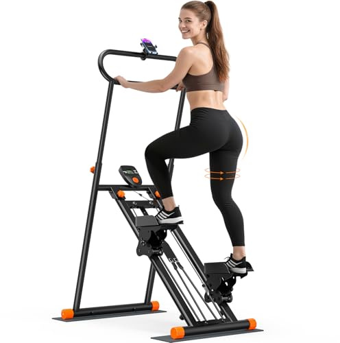 Stair Stepper for Home Gym Exercise, Folding Vertical Climber Machine with Adjustable Resistance & Pedal, 300LB Weight Capacity, LCD Display, Cardio Exercise Machine for Legs, Core and Glute Workouts