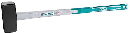 TOTAL - Maza Albañil | 5 kg y 900 mm de Largo | Adecuado Para la Construcción | Alta Resistencia al Impacto | Cabeza Cuadrada de Acero al Carbono Forjado | Mango de Fibra