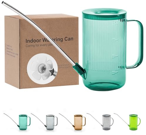 Long Spout Watering Can Indoor, Small Watering Cans for House Plants, Flowers, Succulents 33.8oz(Green)