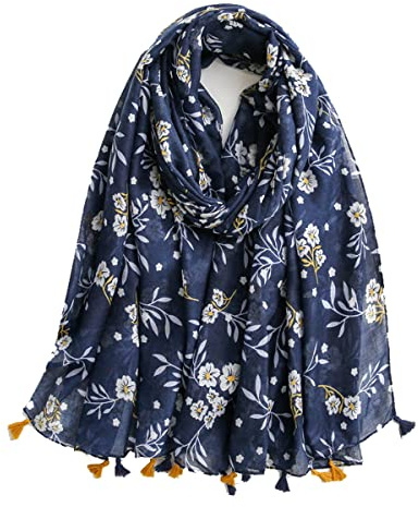 KOOYOL Femme Foulard Boho écharpe pour écharpe Imprimée Florale Légère mode écharpes à Franges Enveloppes Châle
