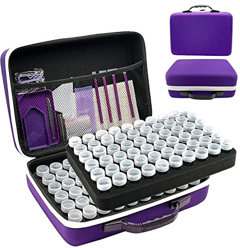 LIRUNQIU Diamond Painting Storage Containers, 120 Slots Diamond Painting Accessories and Tools for Diamond Art Organizer Case