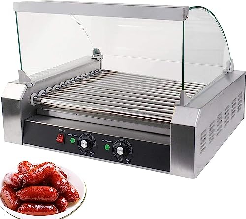 macchina per hot dog Girarrosto Automatico Commerciale For Salsicce, Macchina For Hot Dog Antiaderente A 7 Rulli, Scaldavivande In Acciaio Inossidabile Da 1400 W Con Doppio Controllo Della Temperatura