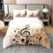 Musiknoten 100% Baumwolle Bettbezug 155x220 Retro Rotierende Musik Tröster Abdeckung für Kid Erwachsene Rockmusik Grunge Stil Bettwäsche Set Braun Tie Dye Quilt Cover,mit Reißverschluss Verschluss