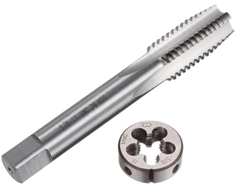 QUARKZMAN Set di 2 Pezzi Rubinetti e Matrici, Maschio Filettatore UNC 5/8-11 e Fresa Rotonda, Kit di Maschio e Fresa per Riparazione Filettature Dadi Viti Bulloni