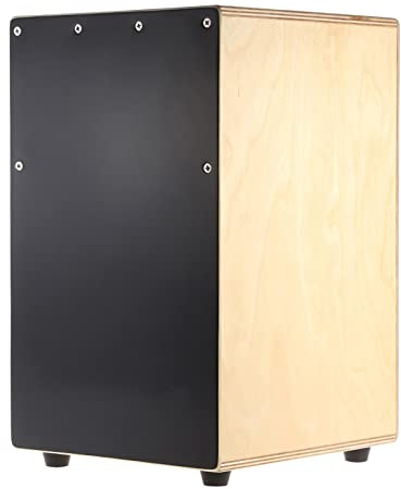 COMETX Cajon nero in legno tamburo tamburo tamburo strumento a percussione con piedini in gomma 23 x 24 x 37 cm