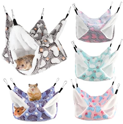 Lot de 5 hamacs pour cochons d'Inde, niches douillettes, hamsters pour petits animaux, furets, rats, cages Accessoires pour rats, rongeurs, chinchillas, hamsters, furets, souris, 30 x 30 cm