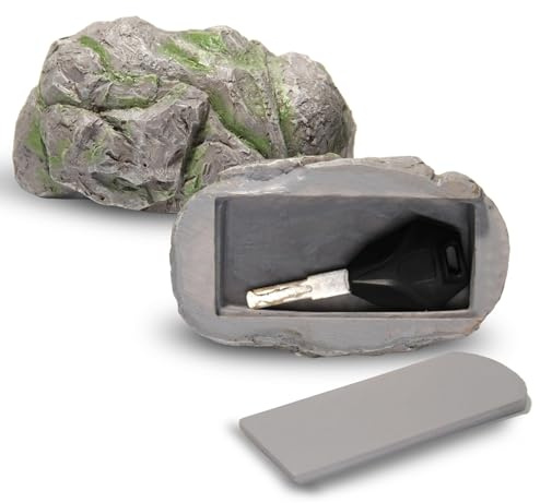 Roccia Finta Portachiavi da Esterno, Finto Sasso Portachiavi Impermeabile, Contenitore per Chiavi Resistente per Giardino Cortile Terrazza, Accessori per la Casa