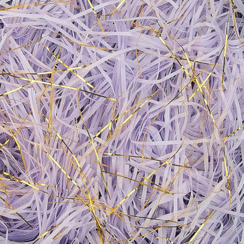 TXXATX 270 g strimlat papper lila och guld strimlat papper för presentaskar förpackning fyllmedel papper strimlat för korg fyllning presentpåsar förpackning dekoration korg fyllning