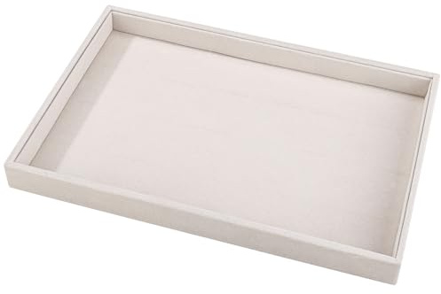 Mornajina 13.8 x 9.5 Velvet Jewelry Tray Jewelry Display Tray Flat Tray, Stackable Empty Plate Trays for Earrings Necklaces Bracelet Rings Display Showcase - Beige