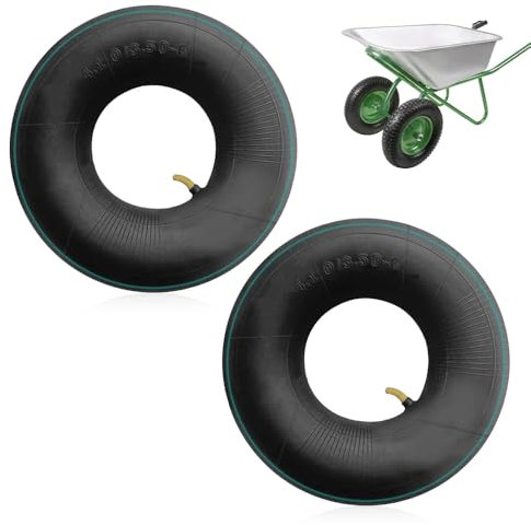 mizikuu 2 Stück Schlauch für Sackkarren, 4.10/3.50-6'' Schlauch Reifen Innenschläuche mit Abgewinkeltem Ventil Reifenschlauch Ersatz für Schubkarren, Traktoren, Sackkarren, Mäher, Dollies
