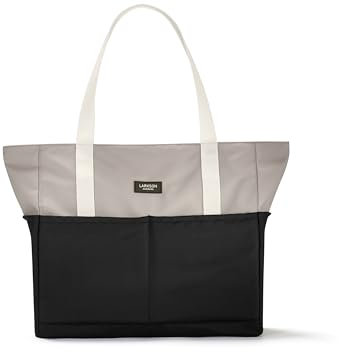 LARKSON Strandtasche Damen & Herren Schwarz - Linn - Große Beach Bag für Strand, Schwimmbad, Pool - Tote Bag Badetasche XXL mit Reißverschluss - Leicht
