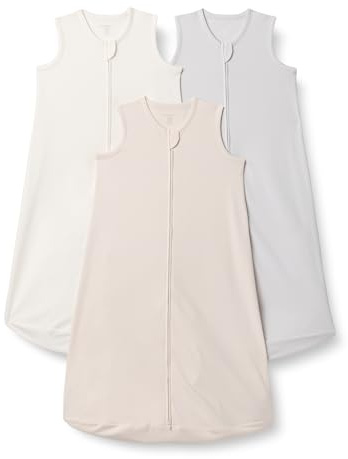 Amazon Essentials Saco de Dormir de Algodón, Manta Ponible (0,5TOG) Unisex Bebés, Pack de 3, Gris Perla/Marfil/Rosa Pálido, 12-18 Meses