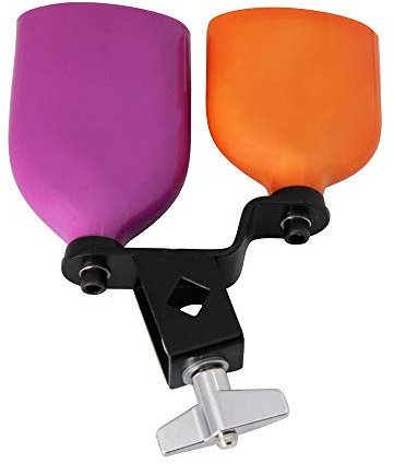 Cloche de vache bicolore pour batterie - Tons aigus et bas - Taille moyenne - Double montage - Instruments à percussion