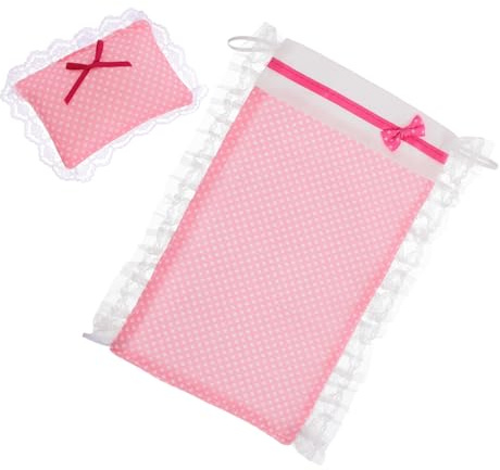 Generic 1 Set Doll Bedding Set Miniature Cradle Bed Sheet Pillow Accessories for Dolls for Pretend Play Bedroom Decor Versatile Meticulously Designed