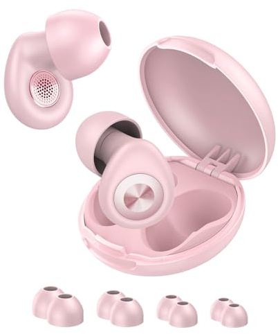 Bouchon D'oreille pour Dormir, 45dB | 4 Tailles (XS/S/M/L) Boule Quies, Réutilisables Réduisant le Bouchon Anti Bruit Pour Dormir, Bons Pour Dormir/Travail/Voyage/Concerts, Couleur Rose