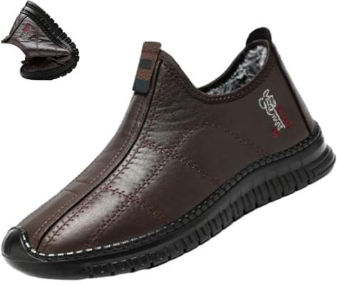 Chaussures d'hiver antidérapantes thermiques pour homme - Bottes de neige orthopédiques douces et imperméables - Légères et chaudes - Doublure en fourrure