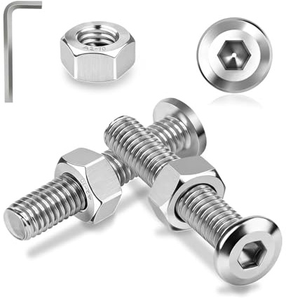 Ezitruz 16 Pezzi Viti con Esagono Incassato e Dadi Set M8x60 mm Viti a Testa Bombata in Acciaio Inox A2 V2A Filettatura Completa con Dadi per Mobili Fai Da Te