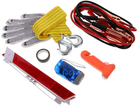 PRETYZOOM Trousse à Outils pour Véhicule Multifonction 8 Pièces, Kit D'assistance Routière Compact et Solide pour Voiture, Ensemble D'outils de Dépannage Automobile pour Urgence et Sécurité