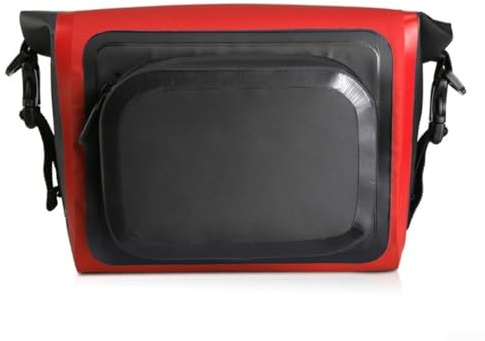 Bolsa frontal impermeable para manillar de bicicleta, gran capacidad, 23 x 9 x 17 cm, bolsa de haz frontal recubierta de PVC con correa ajustable, accesorio ligero de 301 g para montar (rojo)