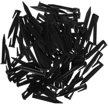 HOMOBABE 100 Estacas para Cortacésped Robótico y Camping, Piquetas de Plástico Negro Resistentes, 100 Unidades, Anclajes para Césped y Tiendas, Uso Jardín, Playa y Exterior
