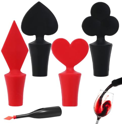 XUZOPIM 4 Pezzi Tappi Bottiglie Vino, Bottiglie Di Vino In Silicone, Riutilizzabile Tappo Per Bottiglia, Per Conservare Il Fresco (4 Modelli)