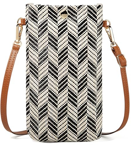 HATOFES Petit sac à bandoulière pour femme avec bandoulière réglable, sac à bandoulière en paille, porte-monnaie, porte-monnaie