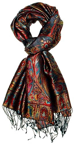 Lorenzo Cana - Sciarpa da uomo di lusso, in tessuto jacquard, 100% seta, motivo Paisley, in seta, multicolore, 70 x 190 cm, multicolore, Taglia unica