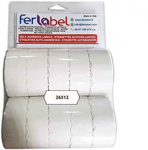 26 x 12 blíster Ferlabel de 10 rollos blancos (15.000 etiquetas) para precio