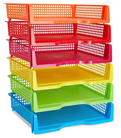 Lot de 6 corbeilles à courrier empilables en Plastique 23,3 x 34 x 7,5 cm