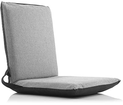 InnovaGoods® Silla de Suelo reclinable Sitinel, cómoda y Funcional, con Respaldo reclinable y cojín Acolchado, Color Negro y Gris, Material plástico y 60% algodón, Ideal para Relajarse y Descansar