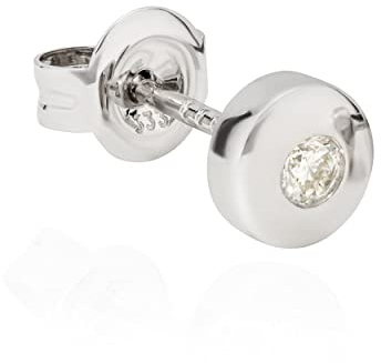 NKlaus orecchini a perno singolo 5 mm tondo 333 oro bianco diamante 0,10 ct W/Si diamante uomo orecchino 11462