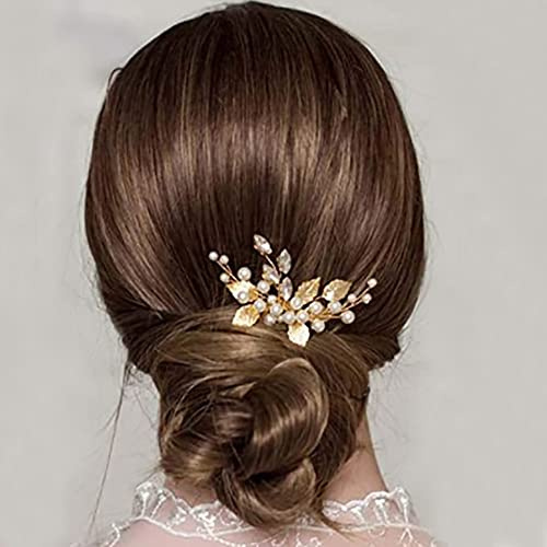 JUSTUSNX Épingles à cheveux dorées en forme de fleur en cristal pour femme et fille