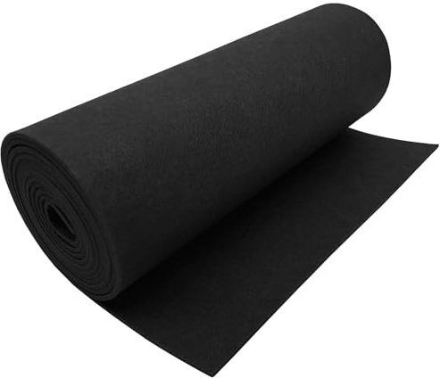 Fieltro Rollo 30cm x 250cm Tela de Fieltro 3 mm de grosor Fieltro para Manualidades, Fieltro por Metros, para Manteles, Costura, Bolsa de Fieltro, Patchwork, Bordado (Negro, 30cm x 250cm x 3mm)
