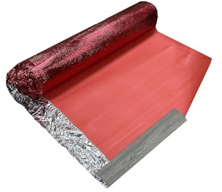 Underlay laminate Flooring 3mm Thick For Acoustic Comfort LVT Hard Wood Laminate Flooring Damp Proof Mebrane Vapour Barrier Great Sound & Heat Insulation (Red With Foil 10m2)