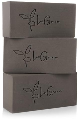LaGreen Blumensteckschaum 3er Pack - Steckmasse Steckschwamm für Frischblumen, Trockenblumen, Blumengesteck und Adventskranz - 20 x 10 x 7 cm (Grau)