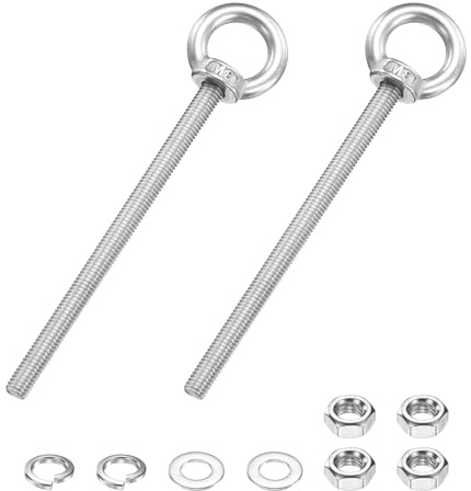 PATIKIL M8 X 120mm Anello A Occhio 2 Pezzi 304 Acciaio Inossidabile Set Anello Di Sollevamento Filettato Con Dadi Di Blocco Rondelle Piane Per Appendere Amache Articoli Argento