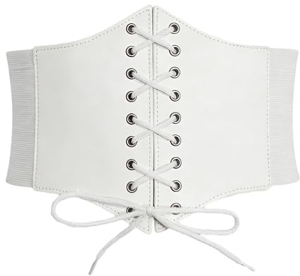 Carnavalife Cinturón corsé ancho elástico con cordones, cinturón cintura mujer, hebillas metálicas, estilo vintage, vestidos y jeans, cosplay, tallas S-3XL