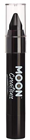 Moon Creations Face Paint Stick Body Crayons | Black | 3.2g | Sweat Proof & Water-Resistant Face Paint | Cruelty Free, Made in UK | For Kids, Adults, Fancy Dress, Festivals, Halloween