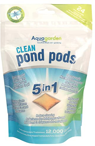 Clean Pond Pods, Limite les boues du bassin, rend l’eau du robinet sûre, réduit la fréquence de nettoyage du filtre, plantes saines, stabilise le pH, paquet de 24