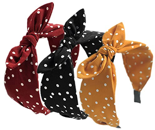 MIQIQAO Lot de 3 serre-têtes pour femme - Large - Rétro - Avec nœud - En tissu - Pour femmes et filles - Livraison (3 gouttes)